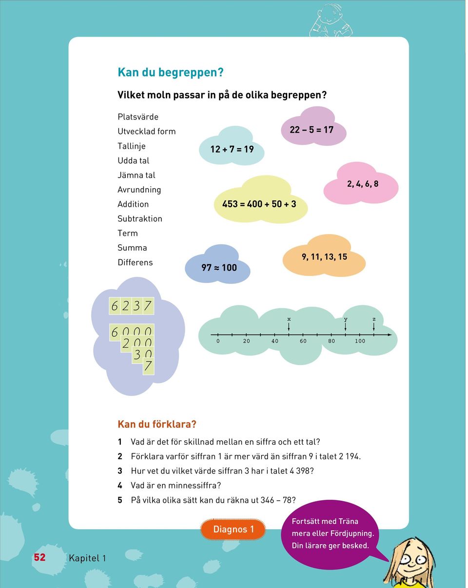 11, 13, 15 97 100 6 2 3 7 6 0 0 0 2 0 0 3 0 7 x 0 20 40 60 80 100 y z Kan du förklara? 1 Vad är det för skillnad mellan en siffra och ett tal?