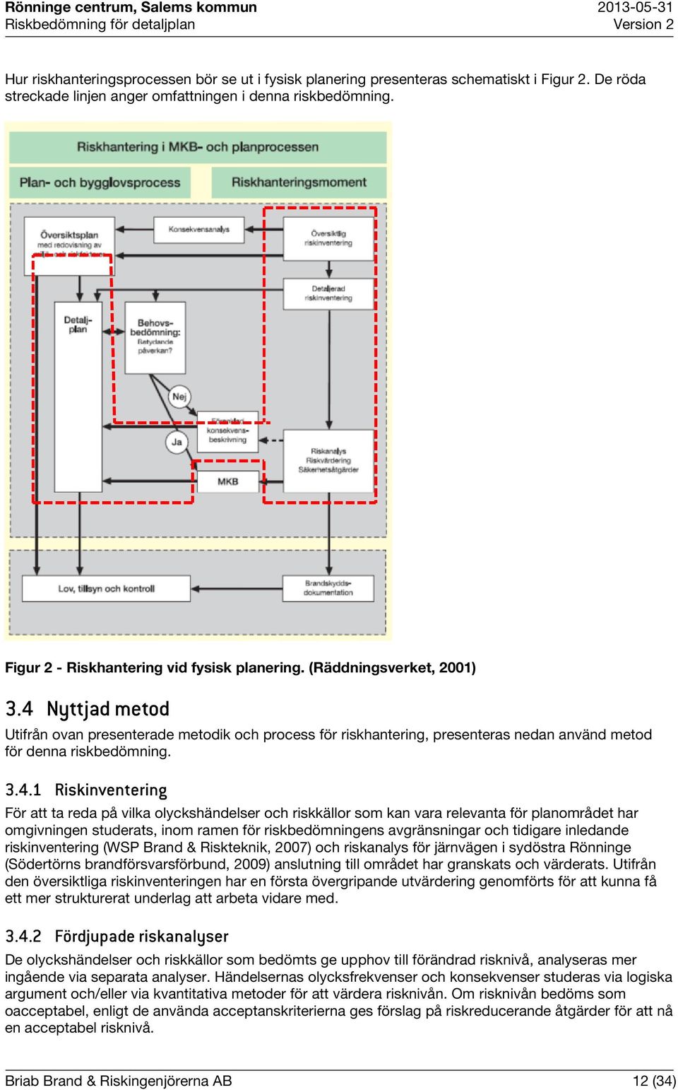 4 Nyttjad metod Utifrån ovan presenterade metodik och process för riskhantering, presenteras nedan använd metod för denna riskbedömning. 3.4.1 Riskinventering För att ta reda på vilka olyckshändelser