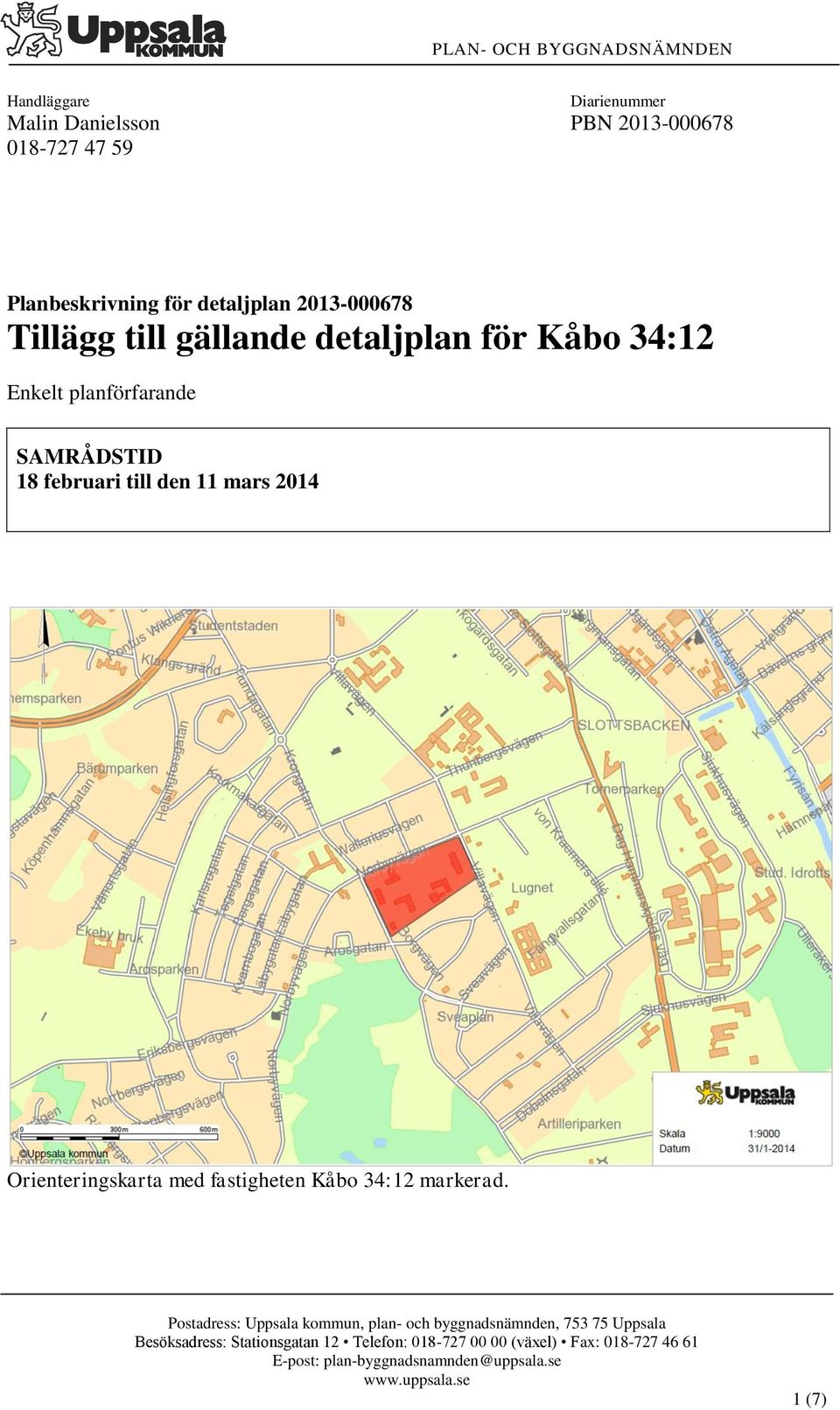 Orienteringskarta med fastigheten Kåbo 34:12 markerad.