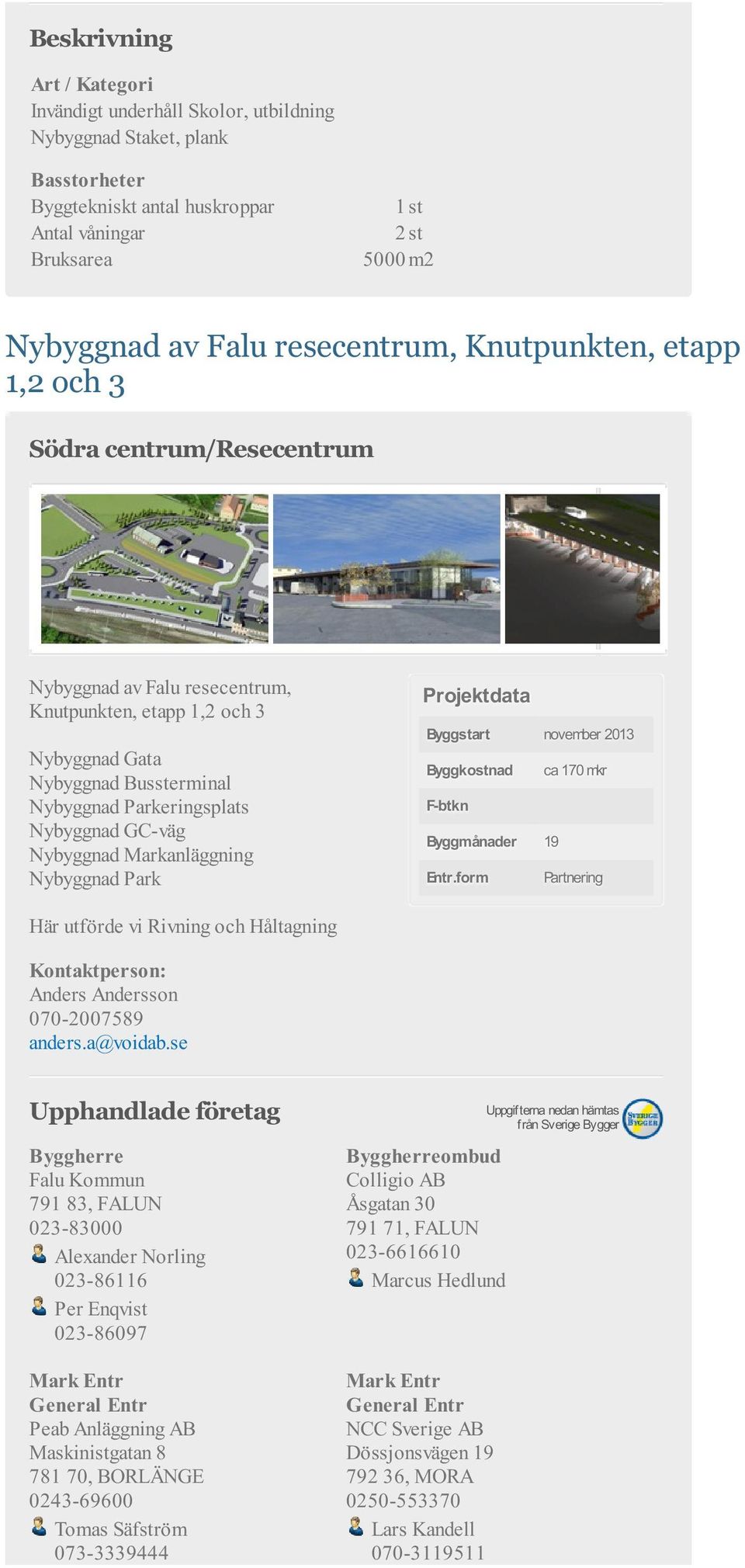 Markanläggning Nybyggnad Park Byggstart november 2013 Byggkostnad ca 170 mkr F-btkn Byggmånader 19 Entr.
