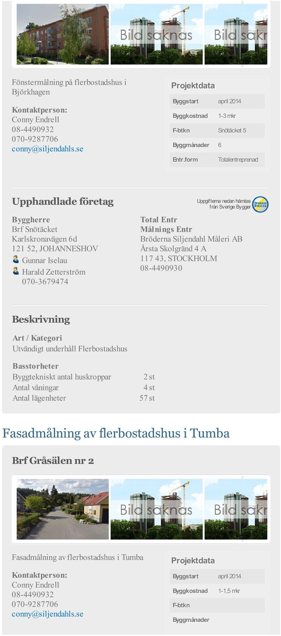 Utvändigt underhåll Flerbostadshus Byggtekniskt antal huskroppar 2 st Antal våningar 4 st Antal lägenheter 57 st Fasadmålning av