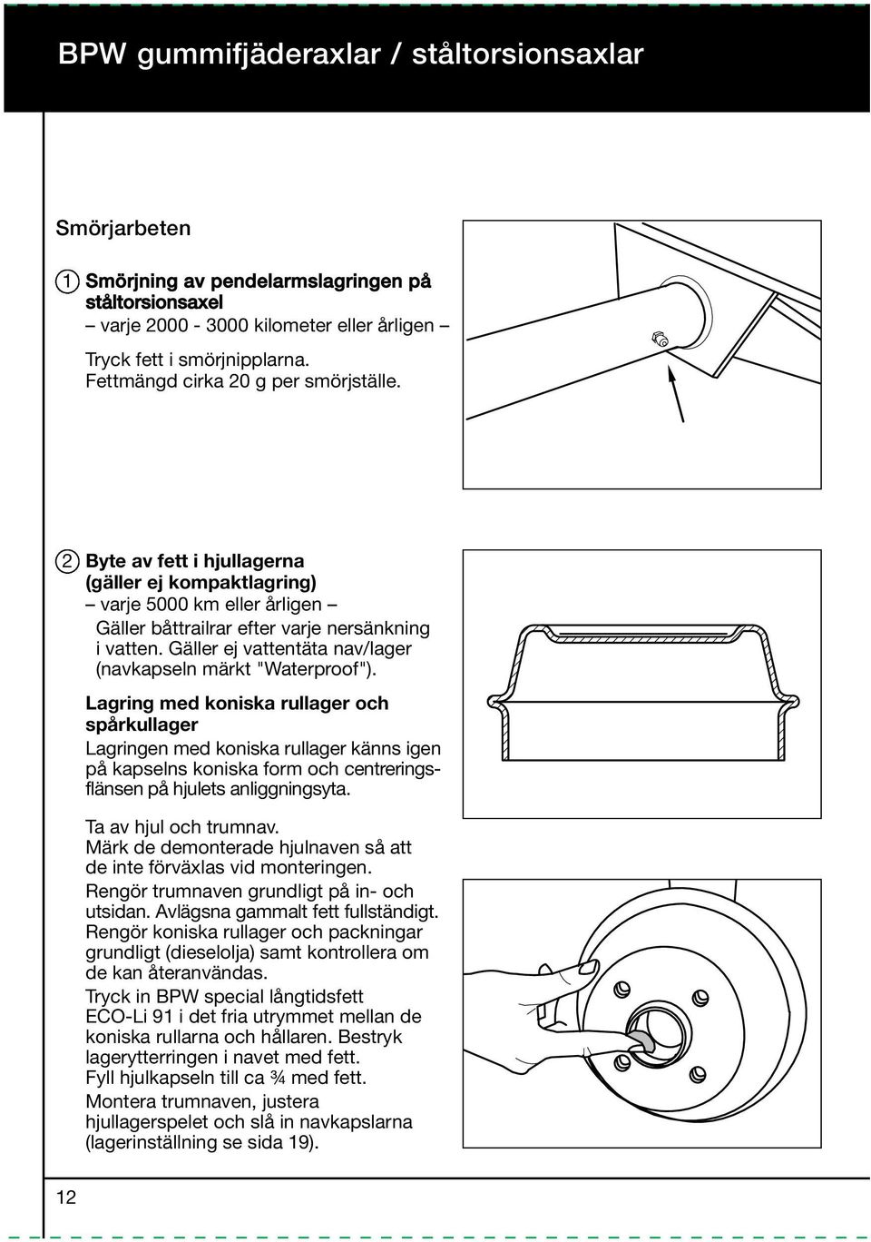 Gäller ej vattentäta nav/lager (navkapseln märkt "Waterproof").