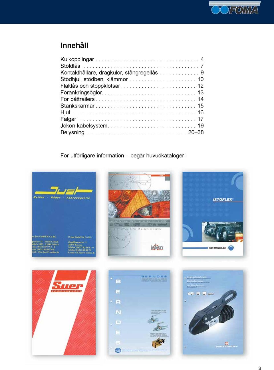 ...12 Förankringsöglor....13 För båttrailers...14 Stänkskärmar...15 Hjul.