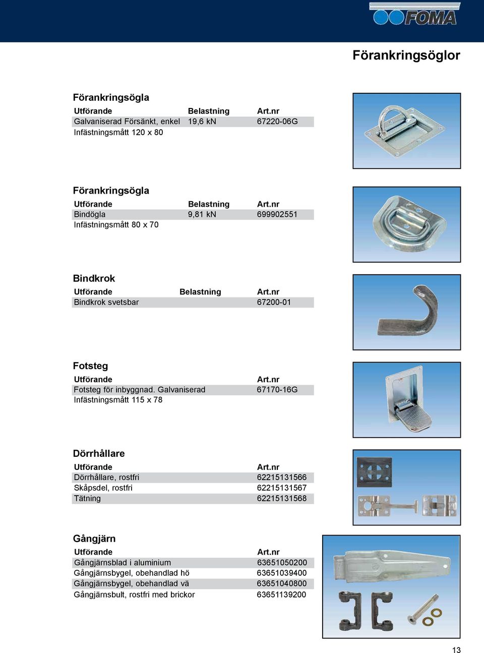 Galvaniserad 67170-16G Infästningsmått 115 x 78 Dörrhållare Utförande Dörrhållare, rostfri 62215131566 Skåpsdel, rostfri 62215131567 Tätning 62215131568 Gångjärn