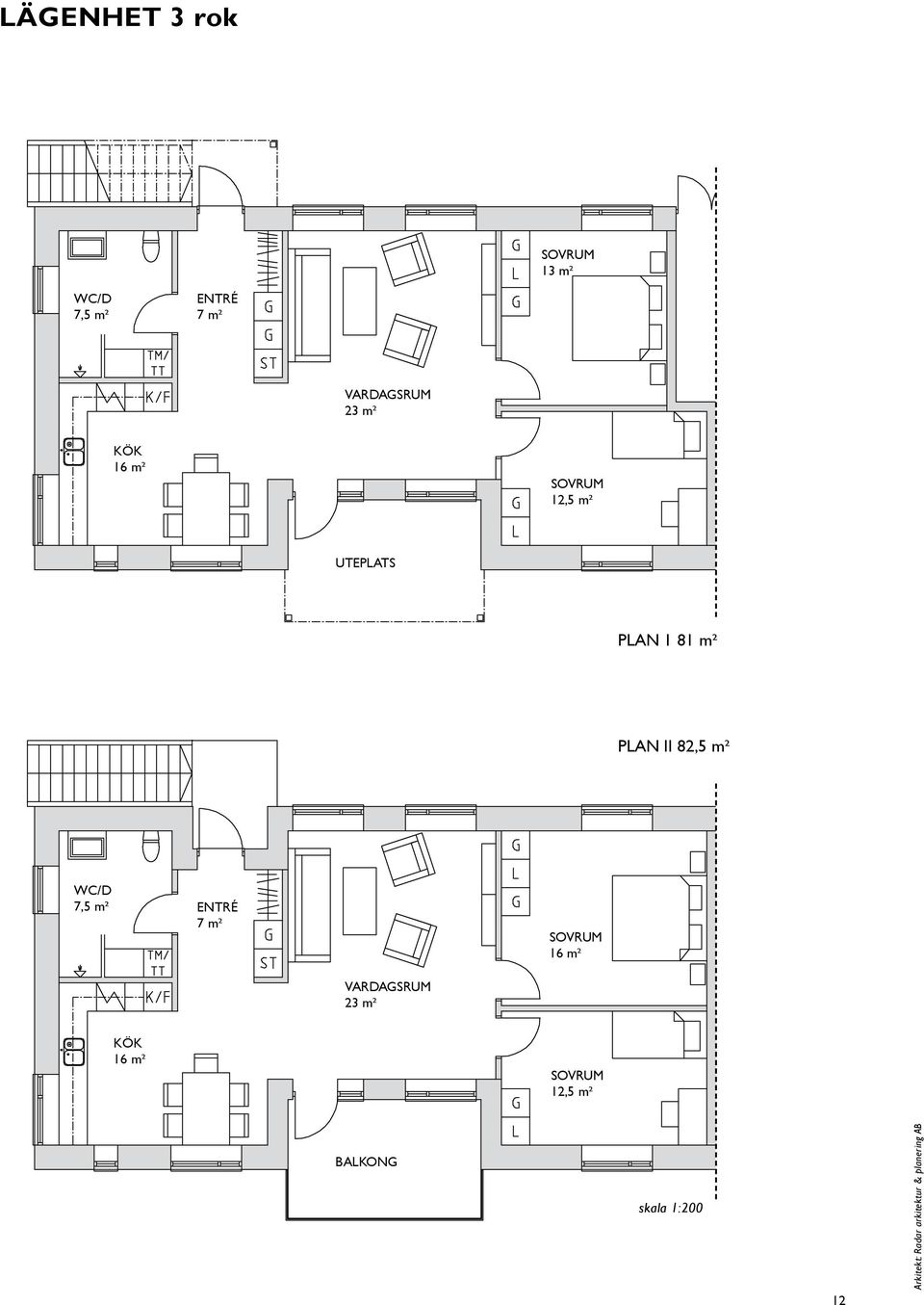 7,5 m² ENTRÉ 7 m² 16 m² VARDAGSRUM 23 m² KÖK 16 m² 12,5 m²