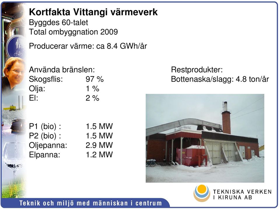 4 GWh/år Använda bränslen: Restprodukter: Skogsflis: 97 %