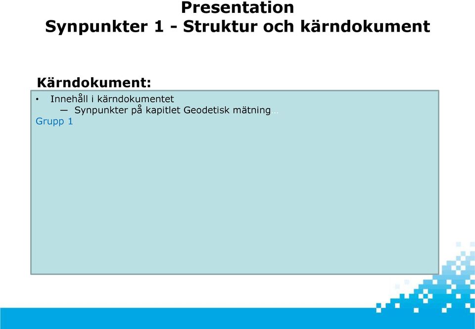 Innehåll i kärndokumentet