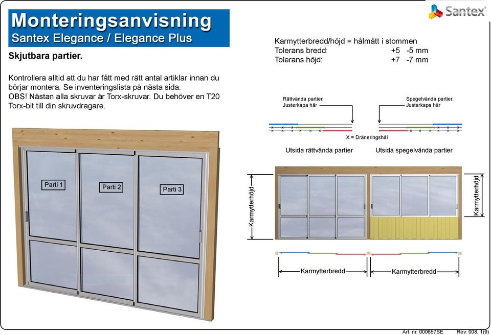 artiklar innan du börjar montera. Se inventeringslista på nästa sida. OBS! Nästan alla skruvar är Torx-skruvar.