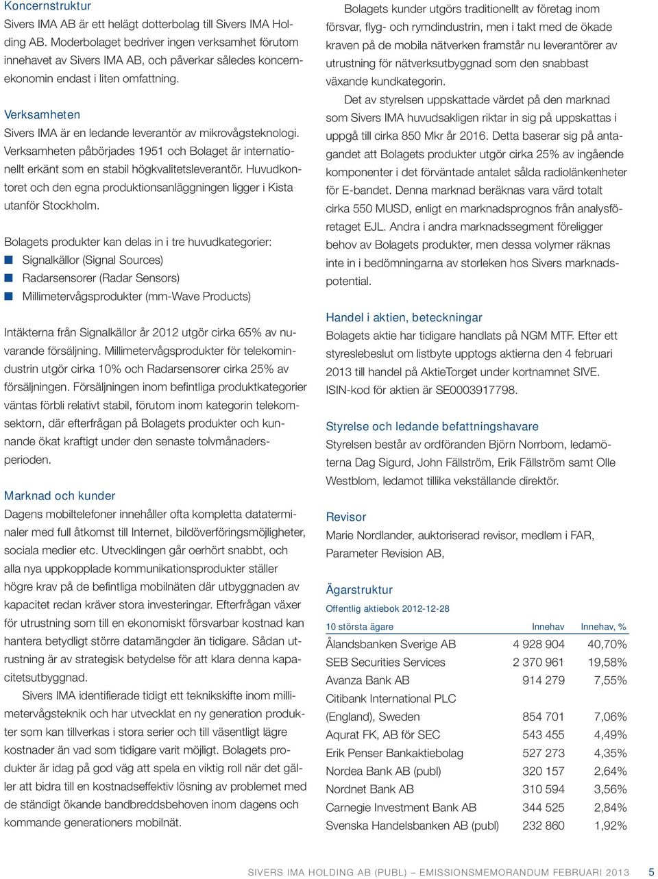 Verksamheten Sivers IMA är en ledande leverantör av mikrovågsteknologi. Verksamheten påbörjades 1951 och Bolaget är internationellt erkänt som en stabil högkvalitetsleverantör.
