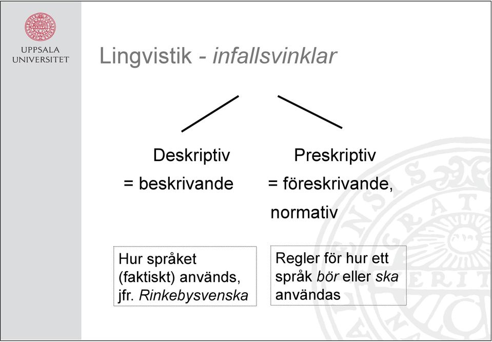 normativ Hur språket (faktiskt) används, jfr.