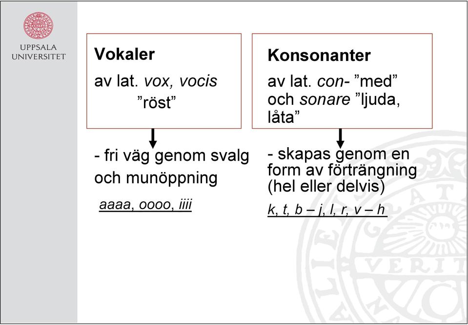 aaaa, oooo, iiii Konsonanter av lat.