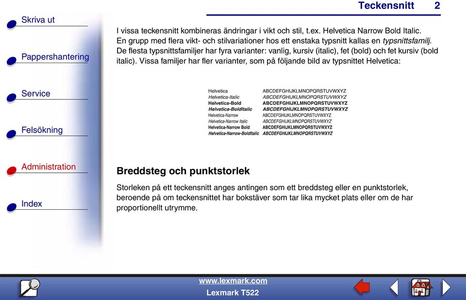 De flesta typsnittsfamiljer har fyra varianter: vanlig, kursiv (italic), fet (bold) och fet kursiv (bold italic).