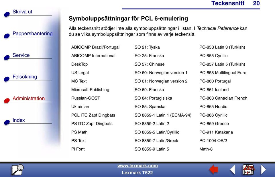 version 1 PC-858 Multilingual Euro MC Text ISO 61: Norwegian version 2 PC-860 Portugal Microsoft Publishing ISO 69: Franska PC-861 Iceland Russian-GOST ISO 84: Portugisiska PC-863 Canadian French