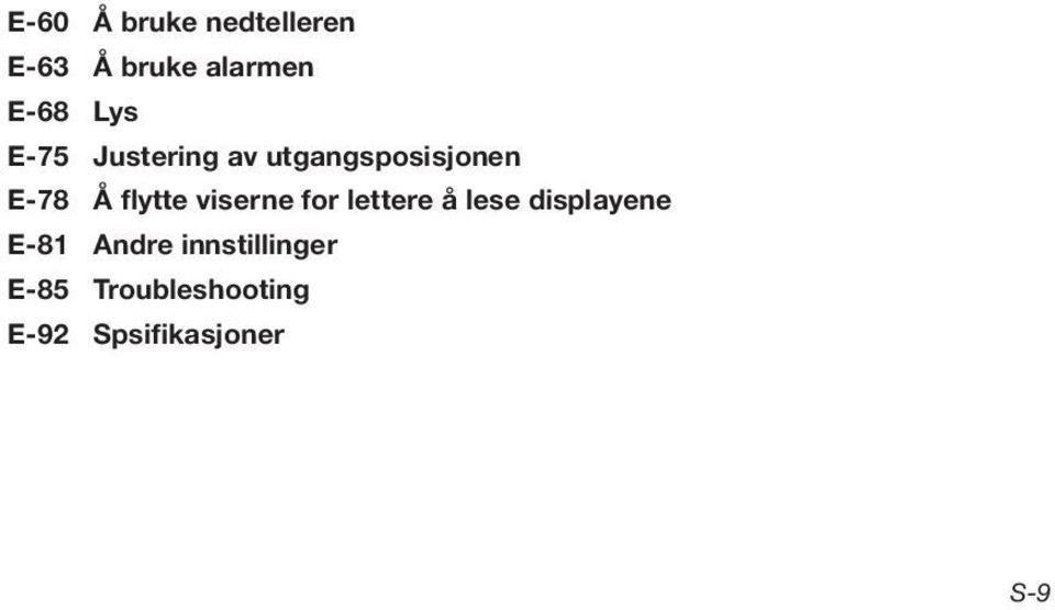 flytte viserne for lettere å lese displayene E-81
