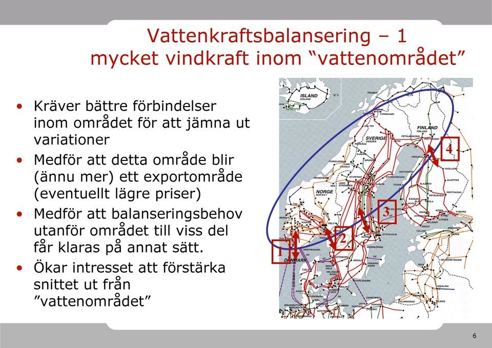 exportområde (eventuellt lägre priser) 4 Medför att balanseringsbehov utanför området till