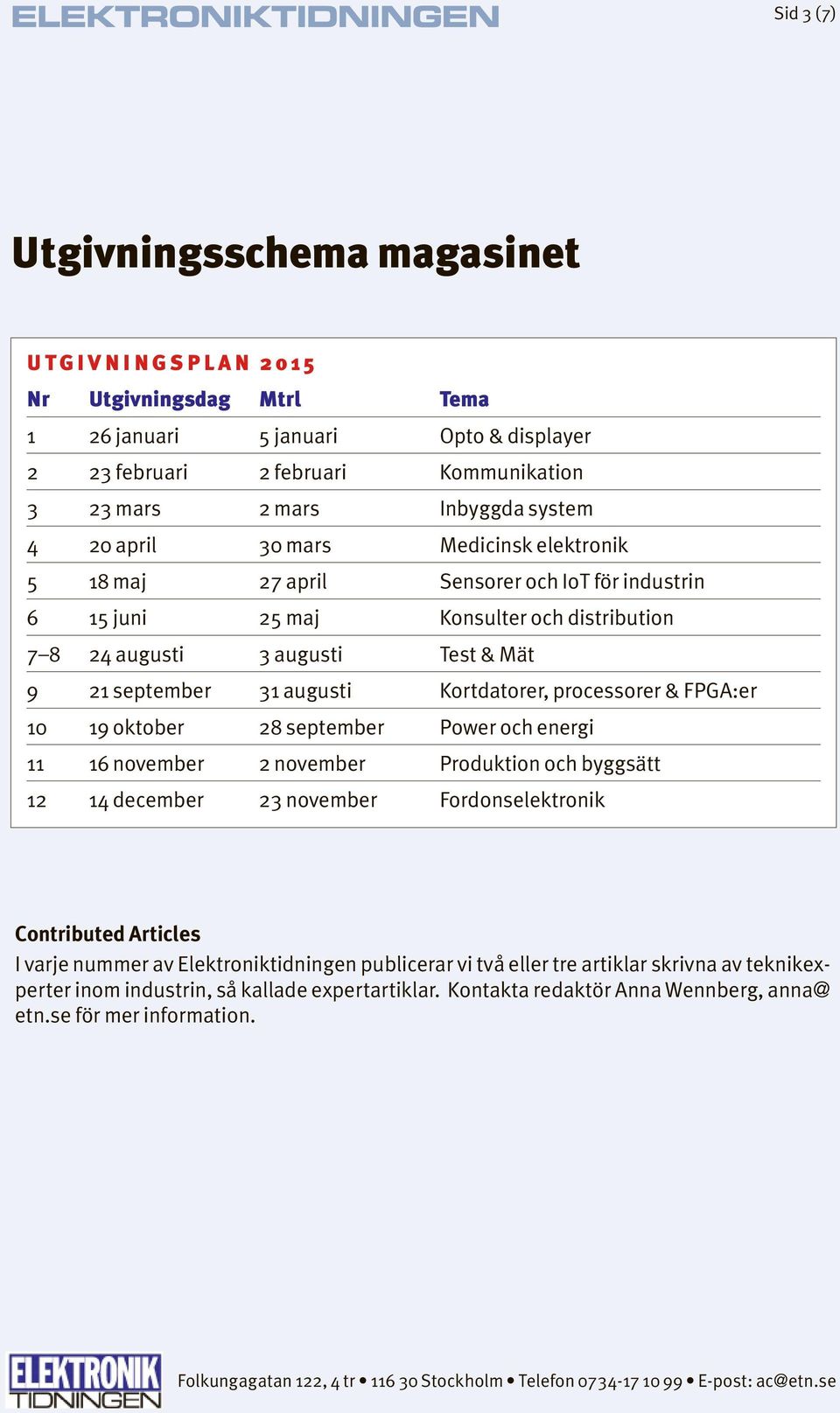 31 auguti Kotdatoe, poceoe & FPGA:e 10 19 oktobe 28 eptembe Powe och enegi 11 16 novembe 2 novembe Poduktion och byggätt 12 14 decembe 23 novembe Fodonelektonik Contibuted Aticle