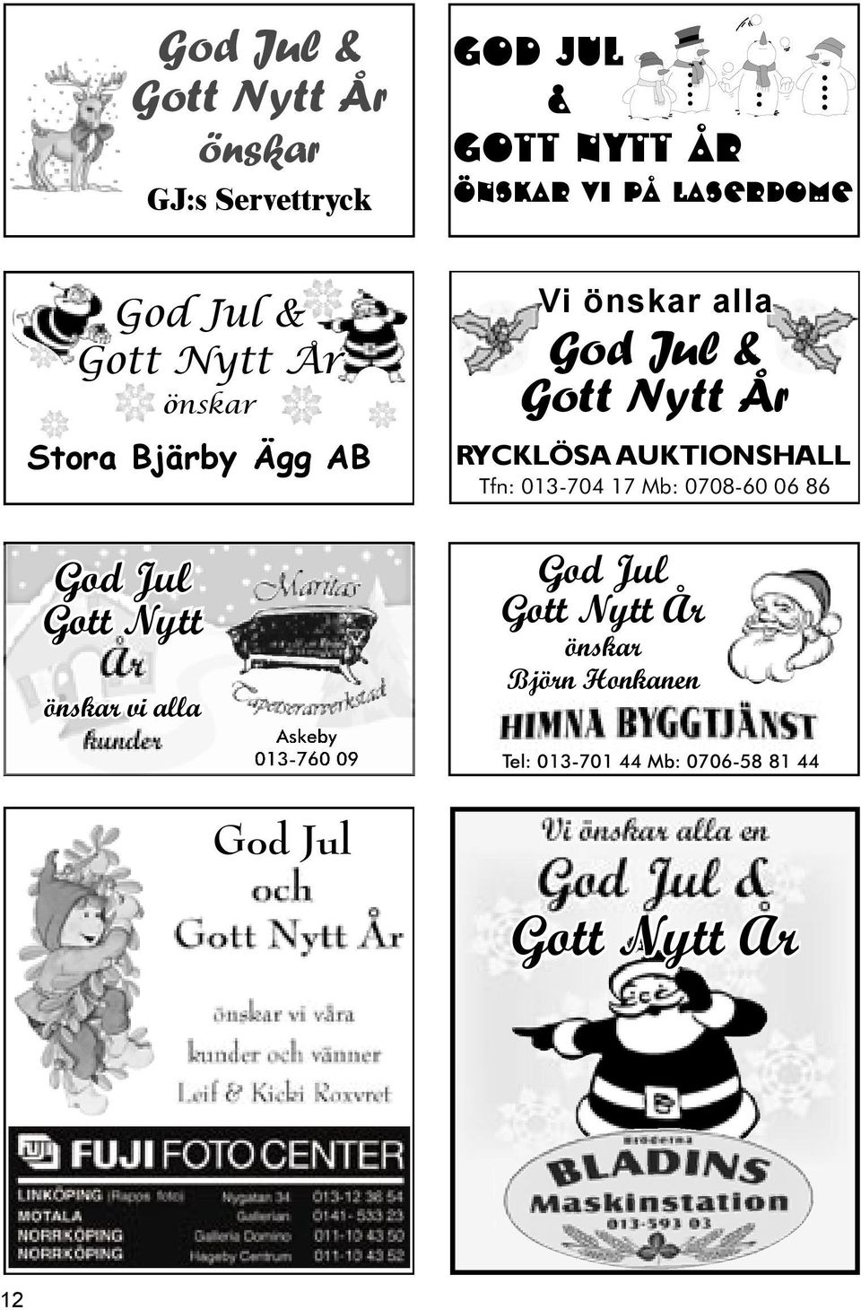 alla RYCKLÖSA AUKTIONSHALL God Jul Gott Nytt