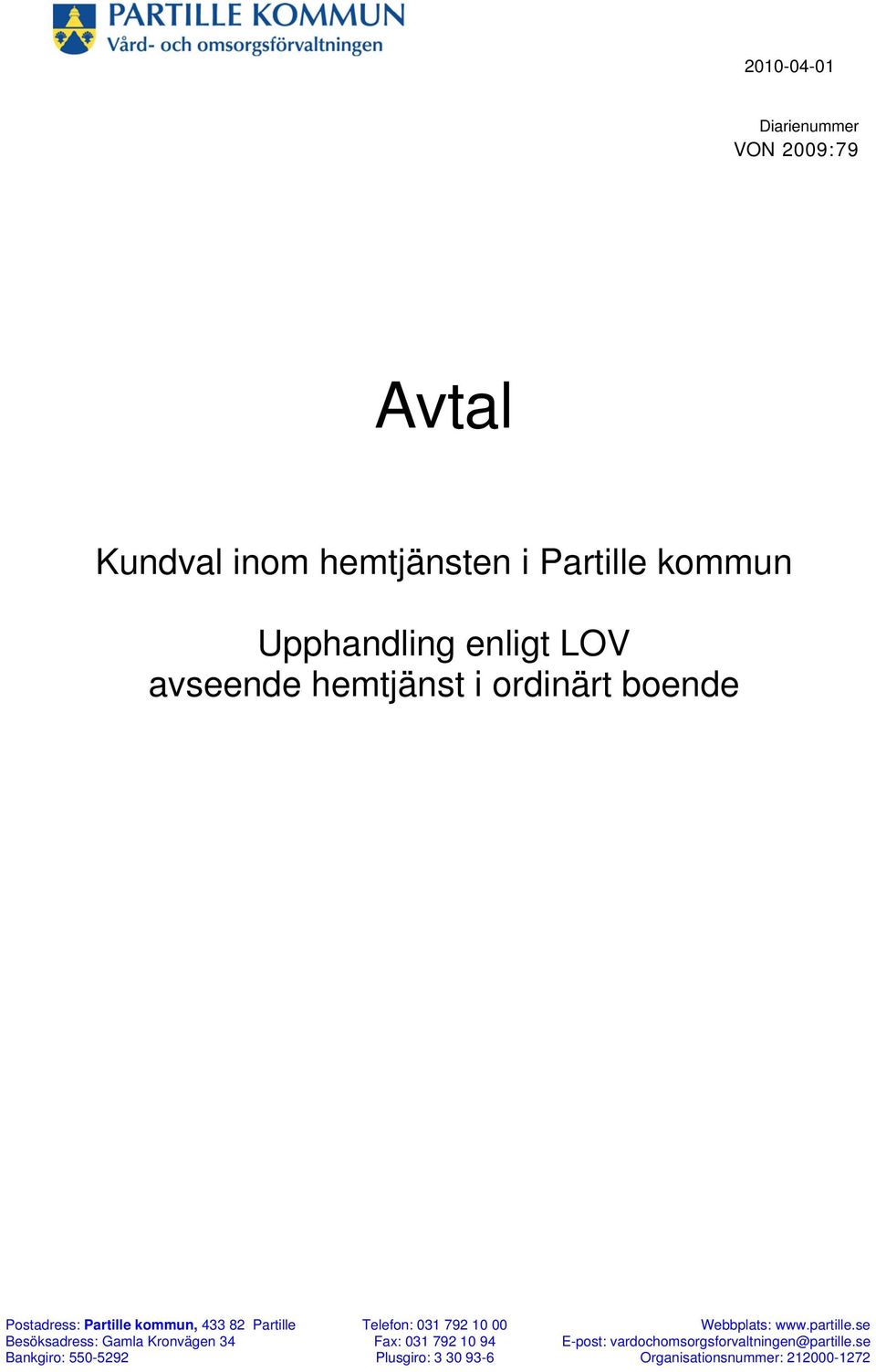 Partille kommun Upphandling