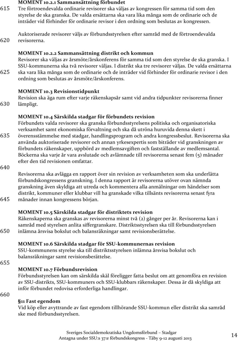 Auktoriserade revisorer väljs av förbundsstyrelsen efter samråd med de förtroendevalda revisorerna. MOMENT 10.2.