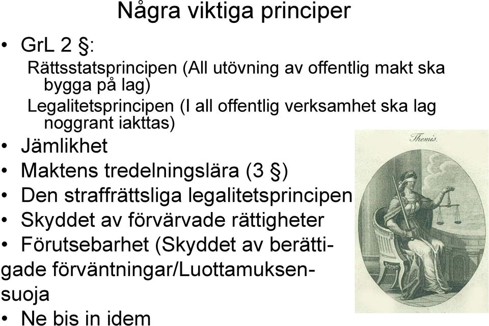 Maktens tredelningslära (3 ) Den straffrättsliga legalitetsprincipen (8 ) Skyddet av