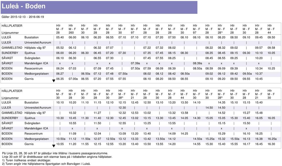50a 10.37 06.35 a 08.20 08.50 08.55 09.20 09.50 10.45 HÅPATSER injenummer UEÅ 10.20 11.10 2) 12.50 13.50 2) 14.35 UEÅ 12. GAMMESTAD Hållplats väg 10.32 11.27 12.32 12.53 13.02 13.32 13.58 14.52 15.