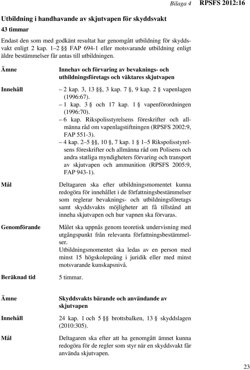 3, 13, 3 kap. 7, 9 kap. 2 vapenlagen (1996:67). 1 kap. 3 och 17 kap. 1 vapenförordningen (1996:70). 6 kap.