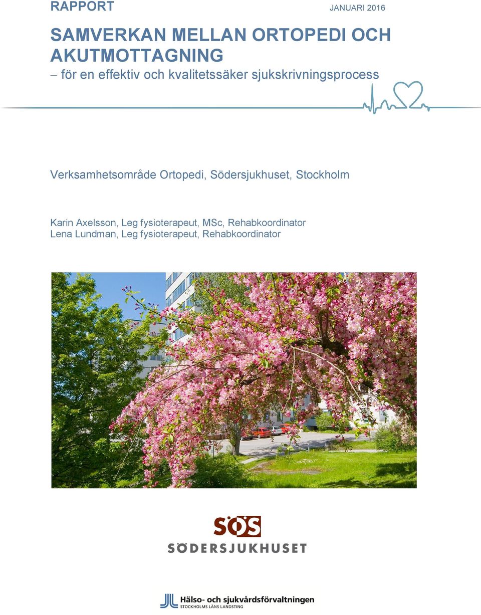 Ortopedi, Södersjukhuset, Stockholm Karin Axelsson, Leg fysioterapeut,