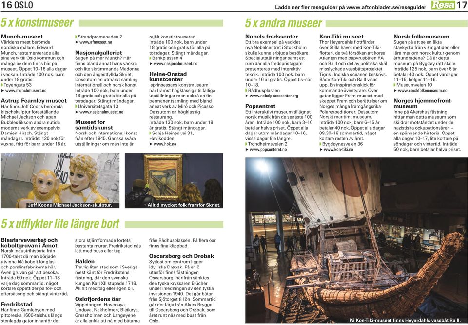 Öppet 10 16 alla dagar i veckan. Inträde 100 nok, barn under 18 gratis. w Tøyengata 53 S www.munchmuseet.
