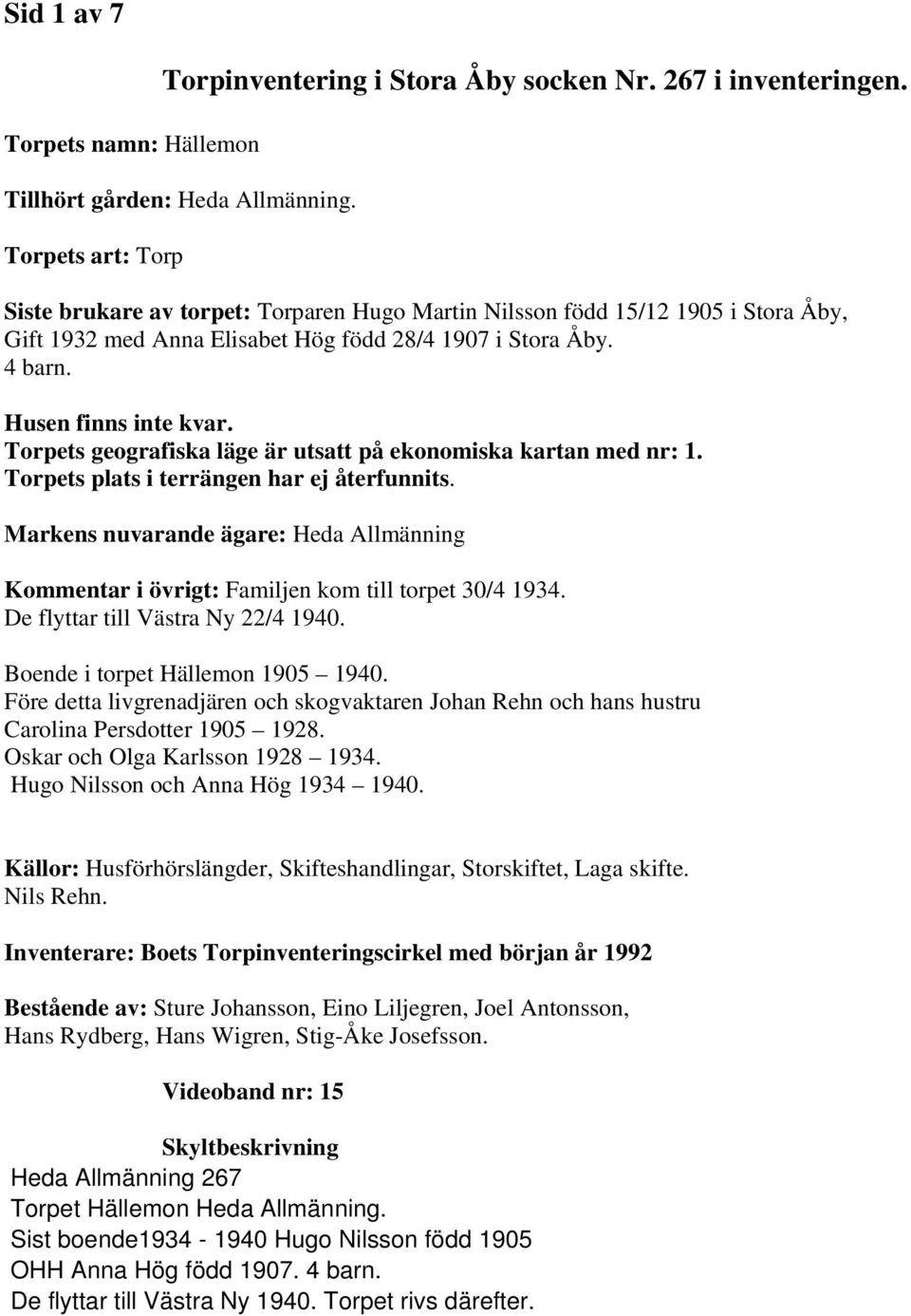 Torpets geografiska läge är utsatt på ekonomiska kartan med nr: 1. Torpets plats i terrängen har ej återfunnits.