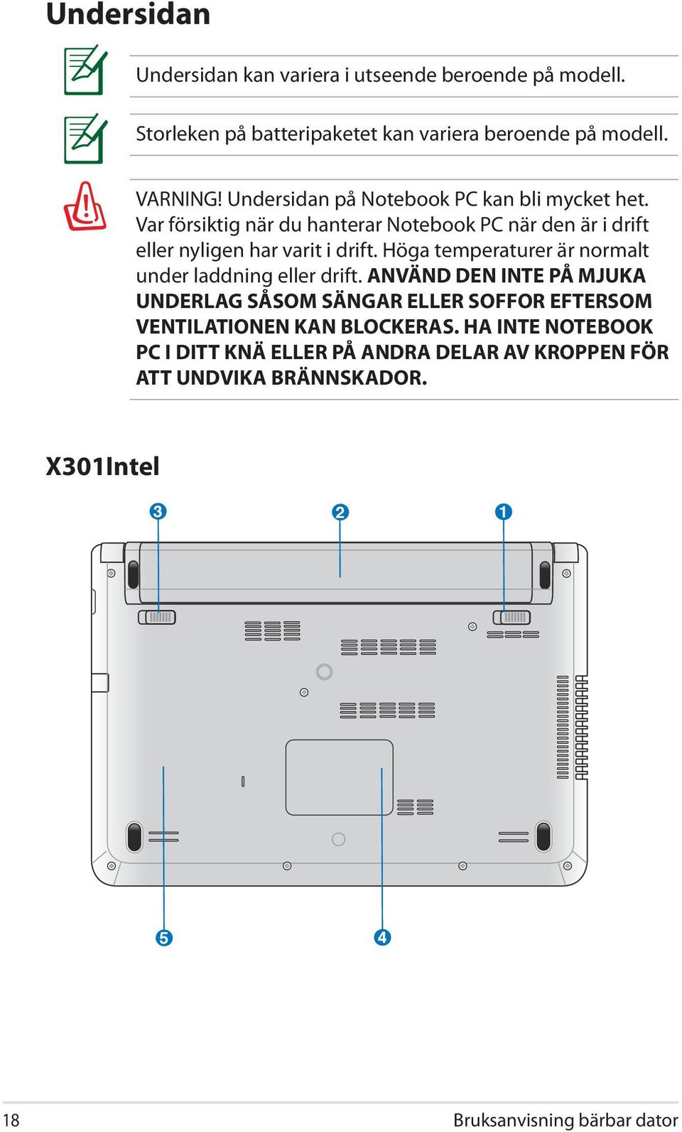 Höga temperaturer är normalt under laddning eller drift.