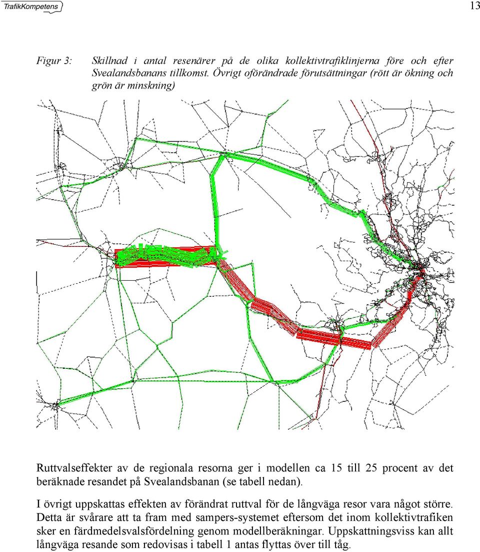 beräknade resandet på Svealandsbanan (se tabell nedan). I övrigt uppskattas effekten av förändrat ruttval för de långväga resor vara något större.