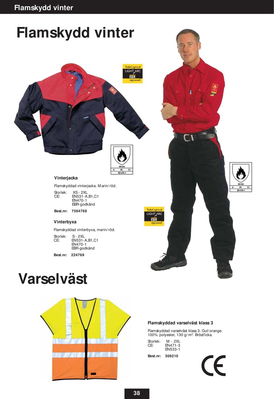 nr: 7564769 Vinterbyxa Flamskyddad vinterbyxa, marin/röd.