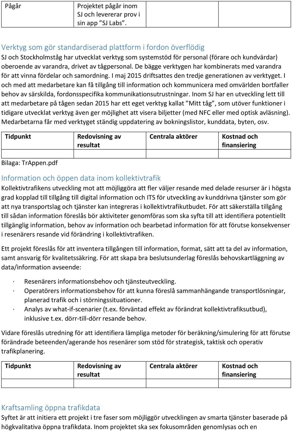 tågpersonal. De bägge verktygen har kombinerats med varandra för att vinna fördelar och samordning. I maj 2015 driftsattes den tredje generationen av verktyget.
