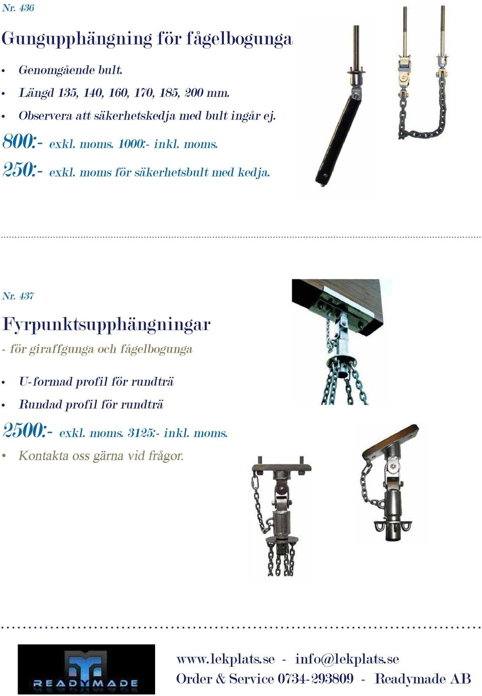 moms för säkerhetsbult med kedja. Nr.