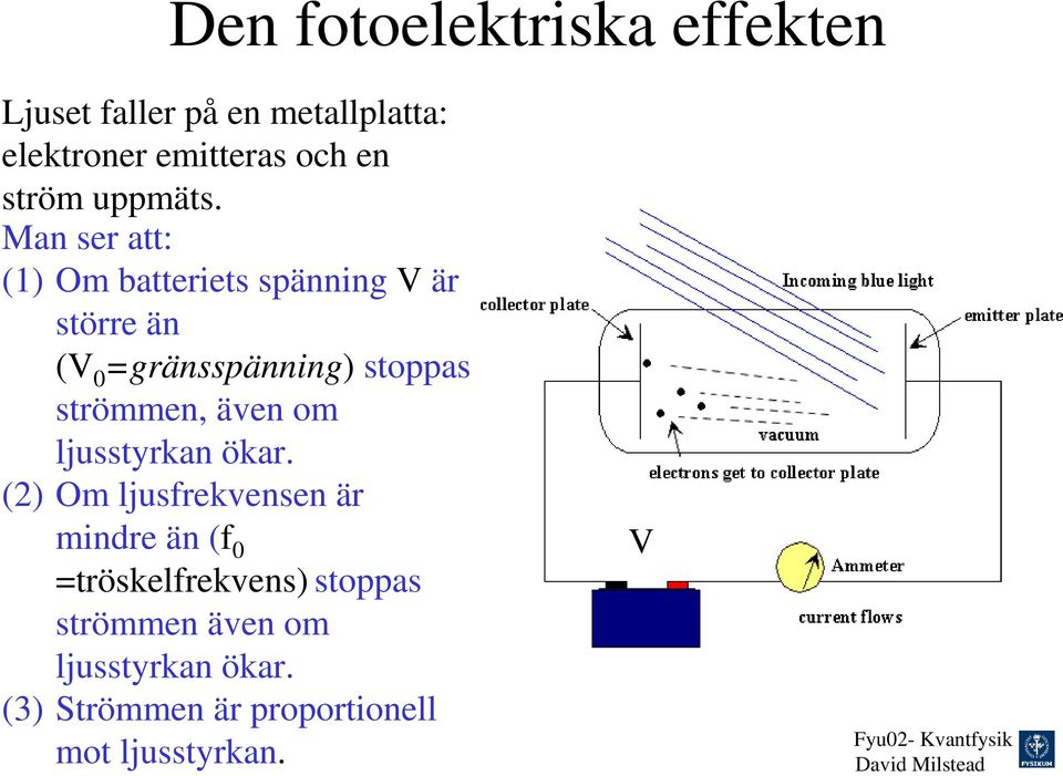 Man ser att: (1) Om batteriets spänning V är större än (V 0 =gränsspänning) stoppas strömmen,