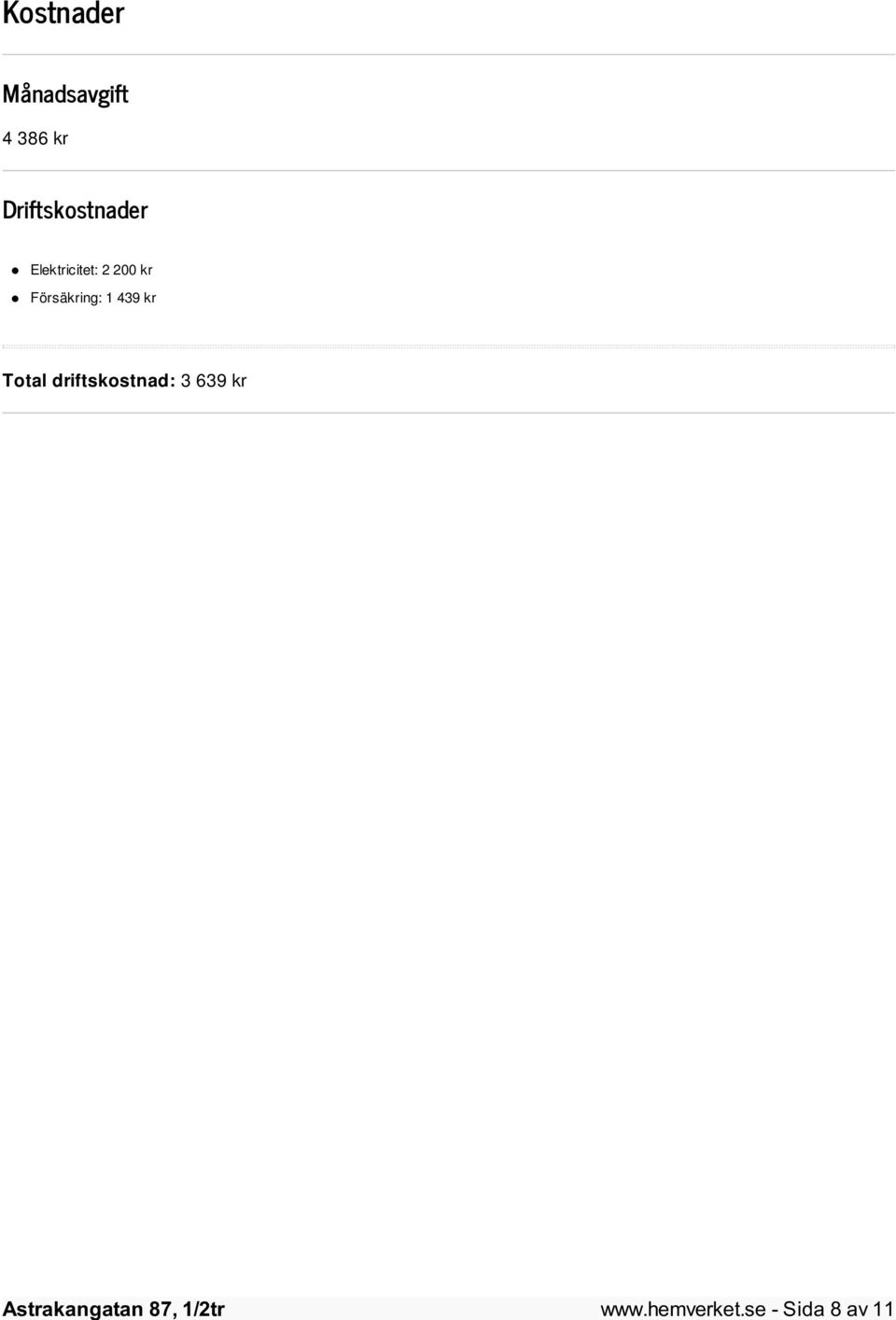 Försäkring: 1 439 kr Total