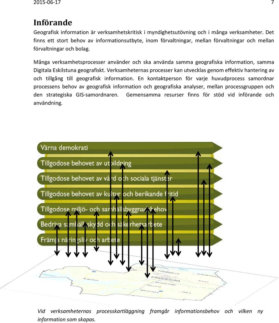 Många verksamhetsprocesser använder och ska använda samma geografiska information, samma Digitala Eskilstuna geografiskt.