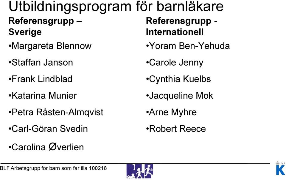 Råsten-Almqvist Carl-Göran Svedin Carolina Øverlien Referensgrupp -