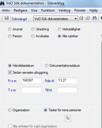 Ny dokumentation på mina personer/vårdtagare/brukare 1.