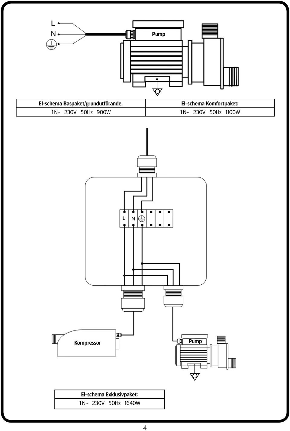 900W 1N~ 230V 50Hz 1100W Kompressor Pump