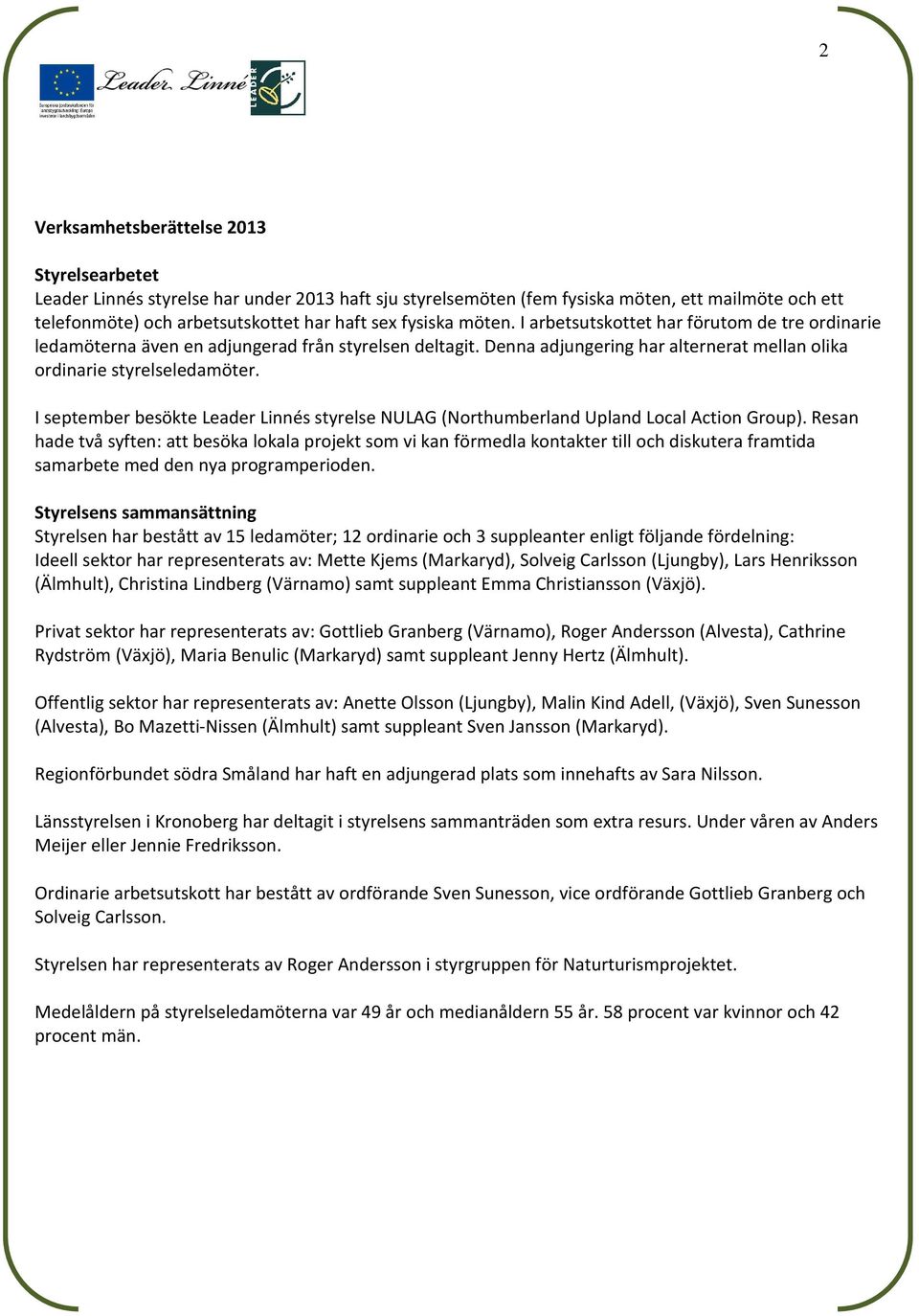 I september besökte Leader Linnés styrelse NULAG (Northumberland Upland Local Action Group).