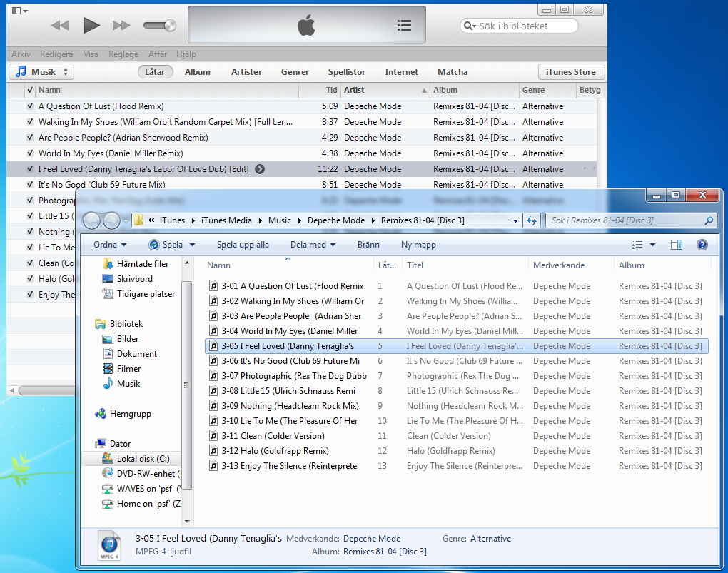 Hitta filerna på datorn 8 Itunes är egentligen bara ett databasprogram för att hantera musik och film, vilket på ren svenska betyder att det enda Itunes gör är att hålla koll på mediefilerna på