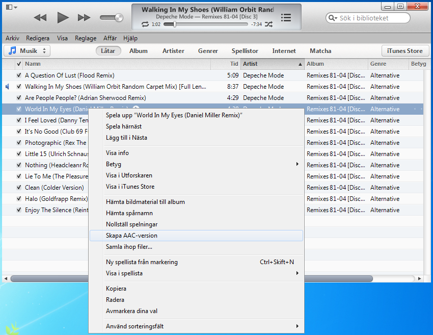 Skapa kompakta kopior 9 En smart funktion i Itunes är att du kan skapa alternativa kopior av dina mediefiler som tar mindre plats.