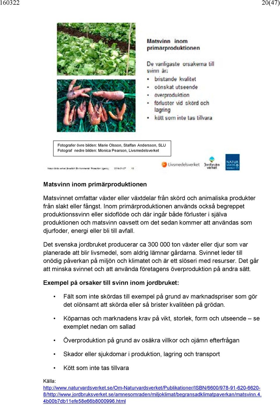 Inom primärproduktionen används också begreppet produktionssvinn eller sidoflöde och där ingår både förluster i själva produktionen och matsvinn oavsett om det sedan kommer att användas som