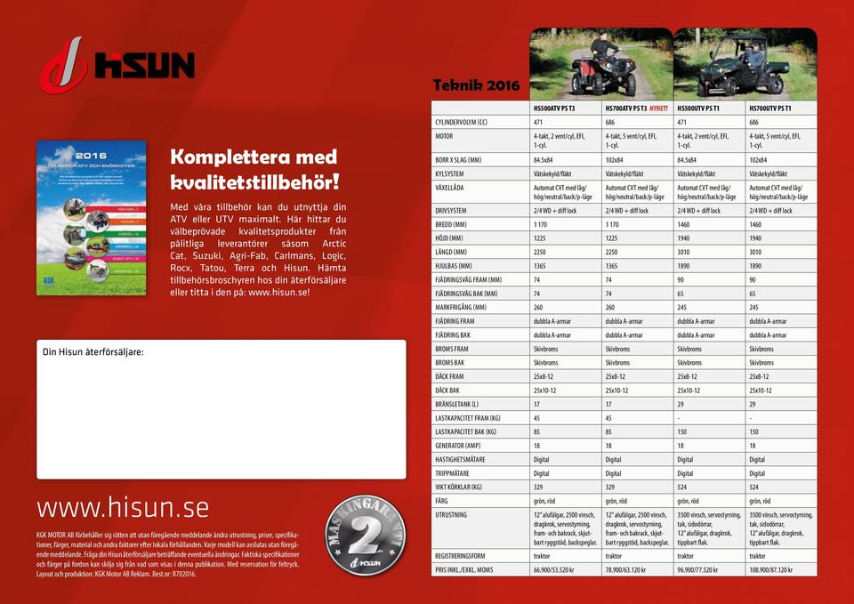 Hämta tillbehörsbroschyren hos din återförsäljare eller titta i den på: www.hisun.se!