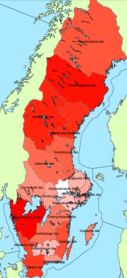 3.4 Länskarta Kartan utgår från länslistan ovan.