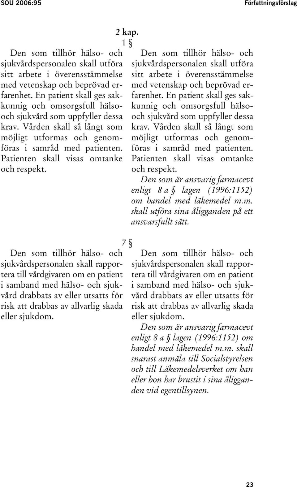 Patienten skall visas omtanke och respekt.