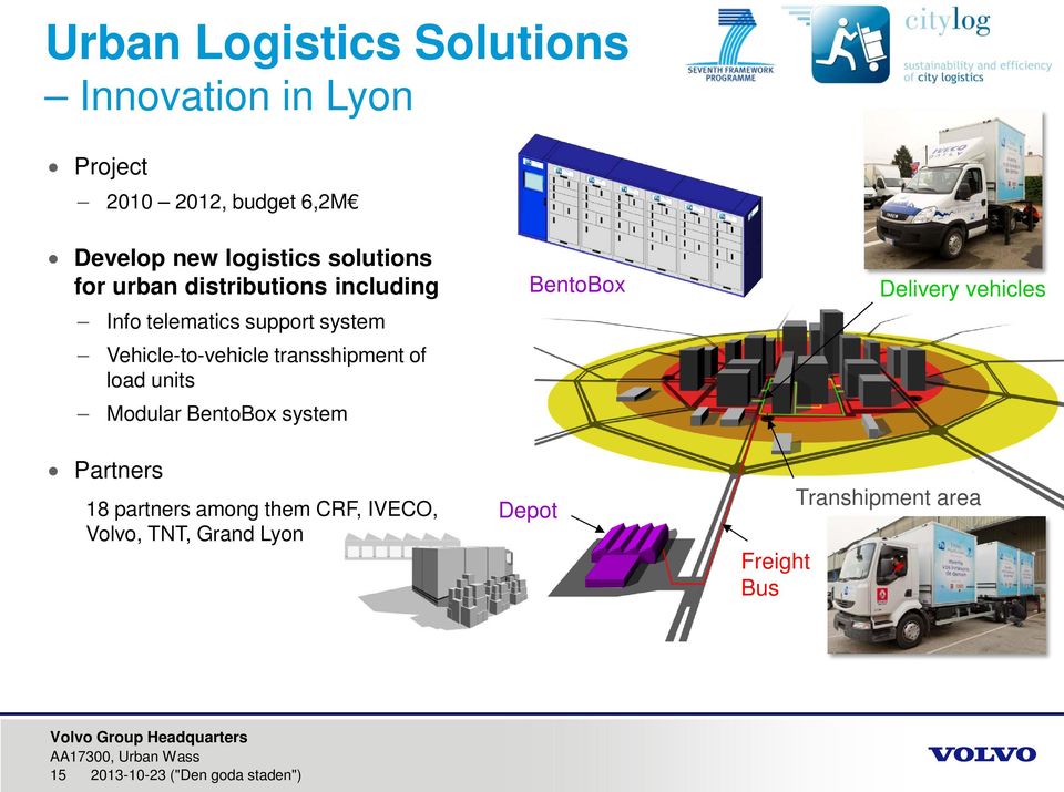 transshipment of load units Modular BentoBox system Partners 18 partners among them CRF, IVECO,