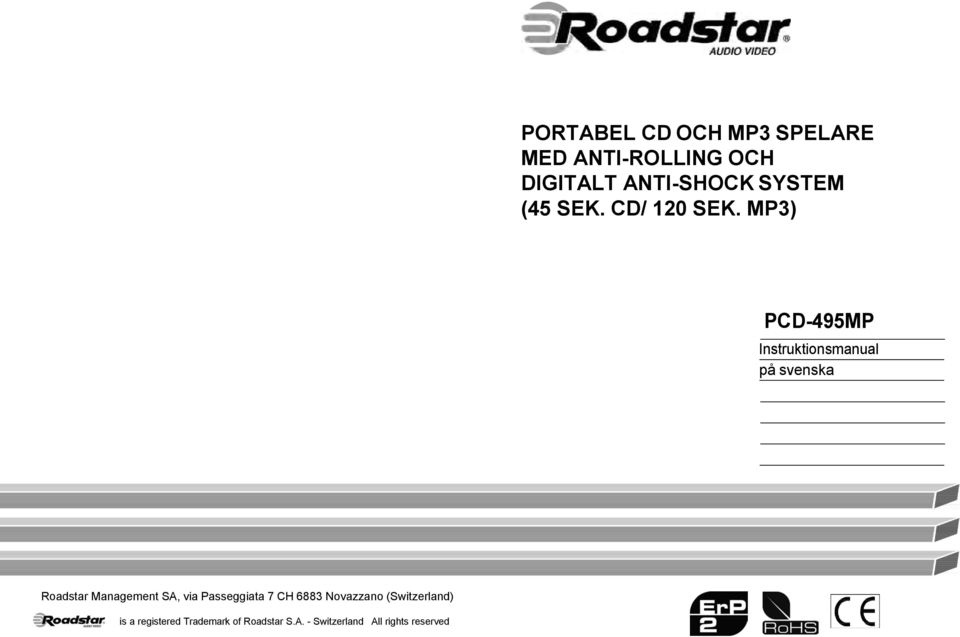 ) PCD-495MP Instruktionsmanual på svenska Roadstar Management SA, via