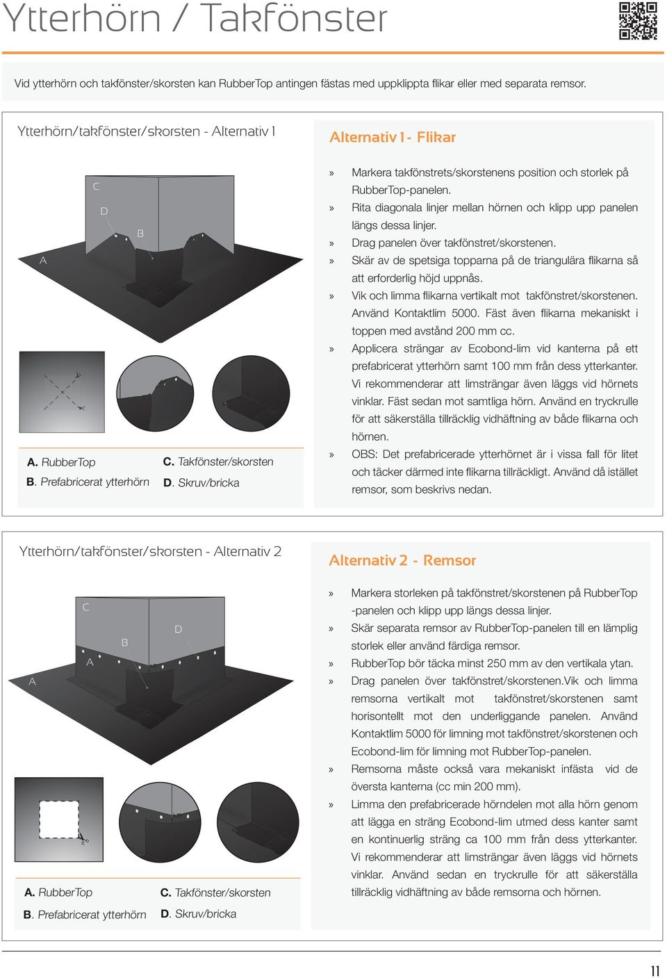 Skruv/bricka Markera takfönstrets/skorstenens position och storlek på RubberTop-panelen. Rita diagonala linjer mellan hörnen och klipp upp panelen längs dessa linjer.